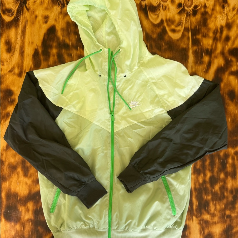 Nike Lime Green and Black Hooded Jacket